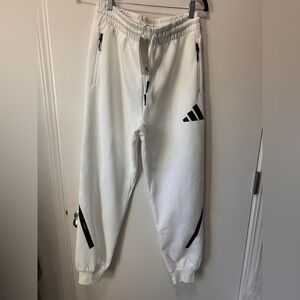 Adidas White Joggers with Black Accents